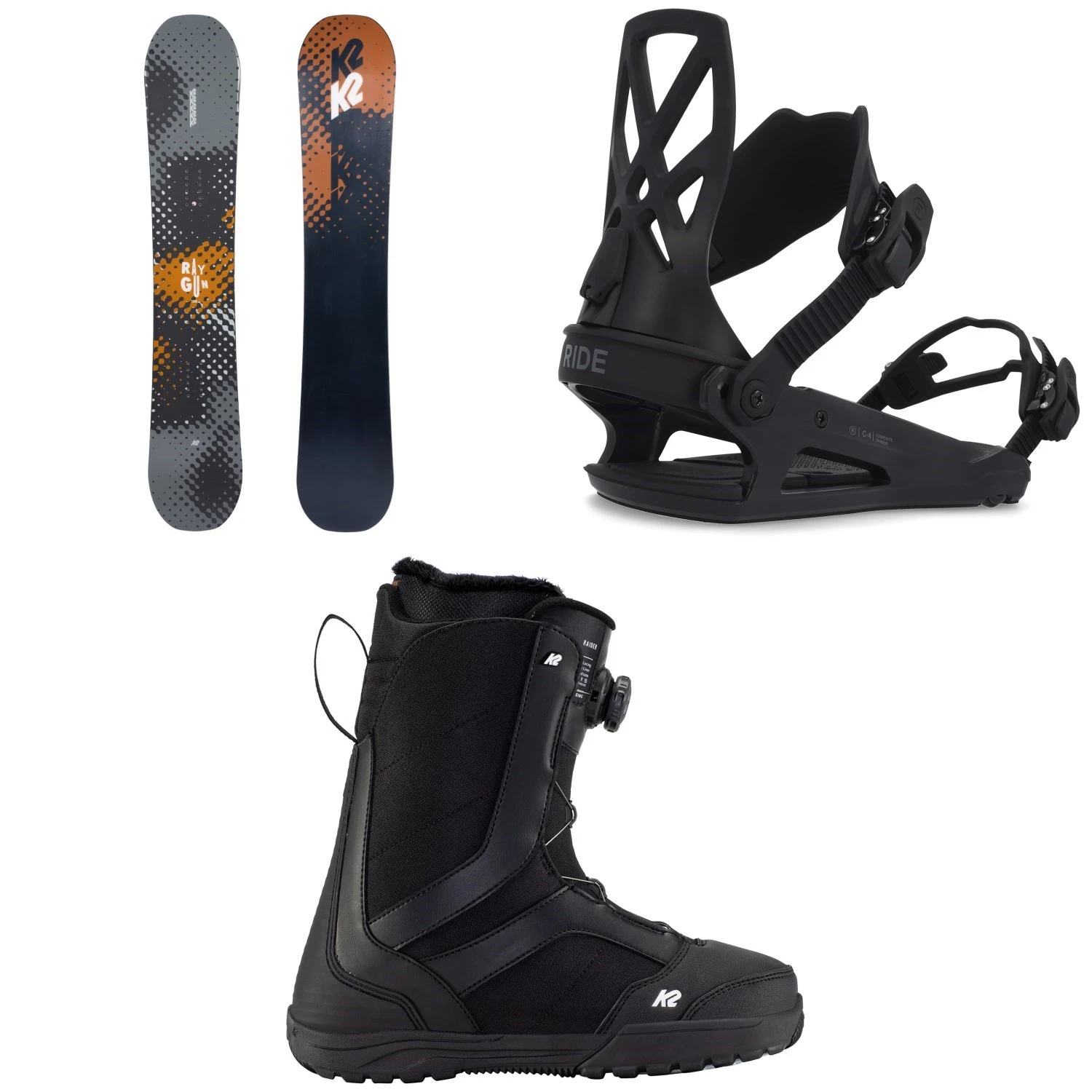 K2 Raygun Snowboard + Ride C-4 Snowboard Bindings + K2 Raider Snowboard Boots 2023 - Image 14